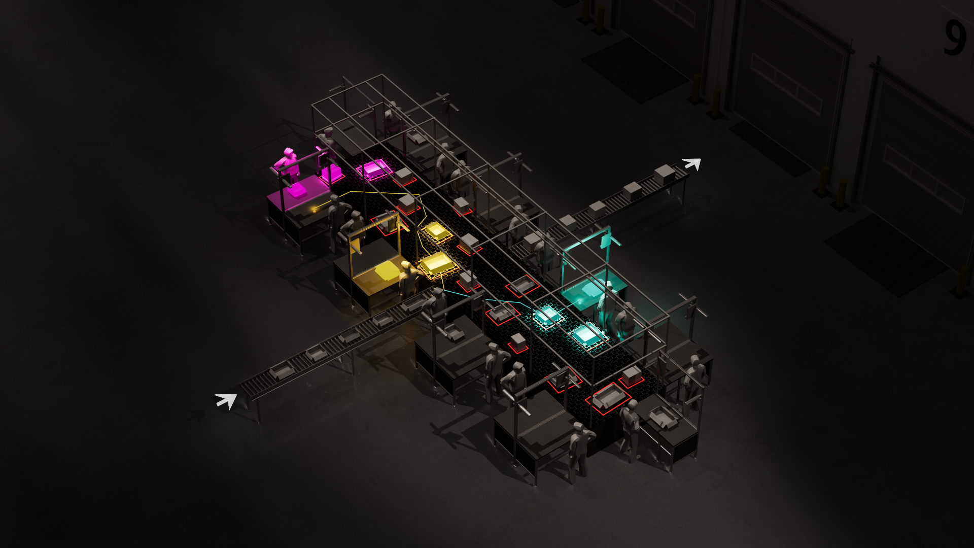 The same system with AI-planned parcel paths visualised
