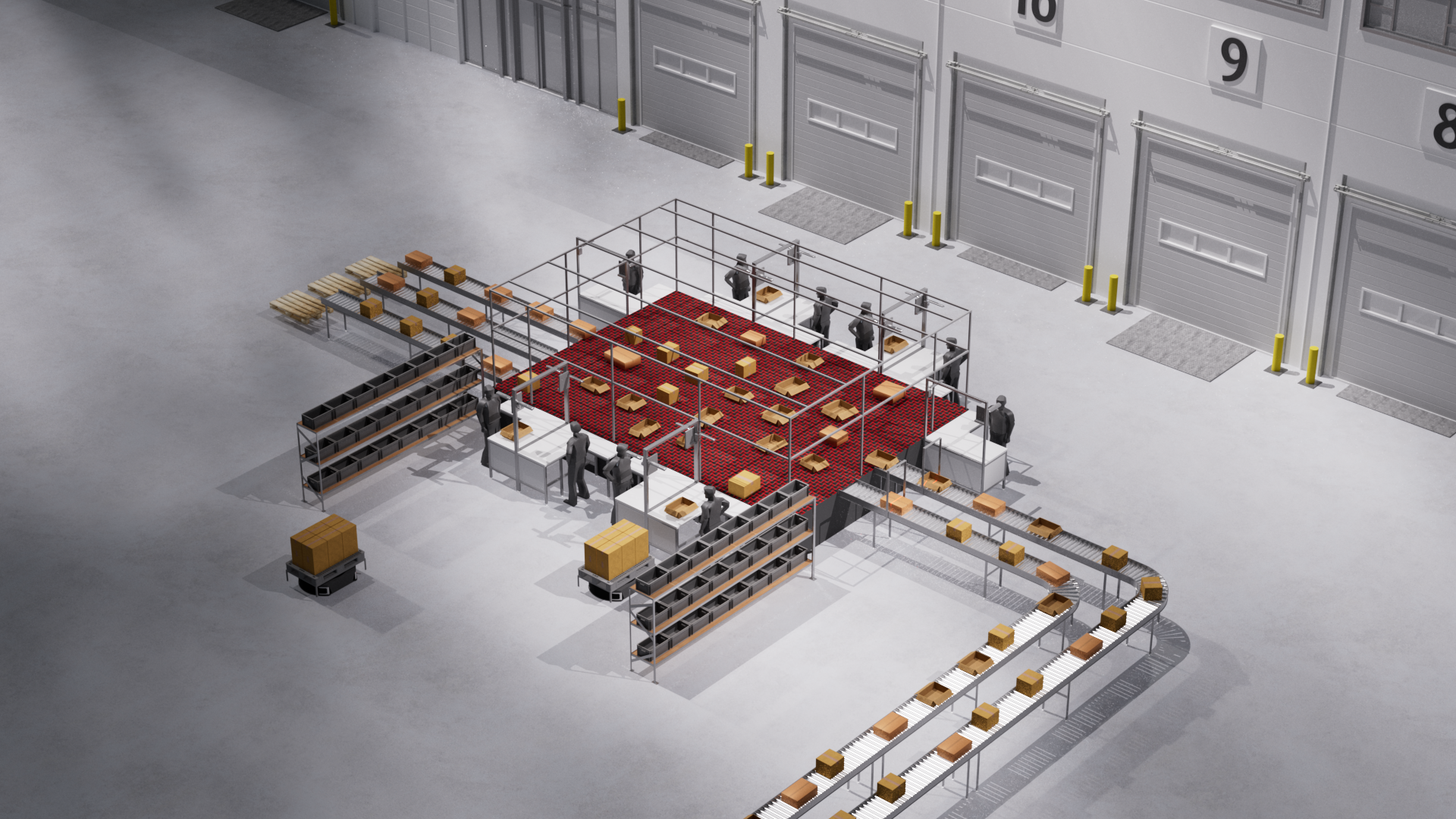 The cross-docking system in operation