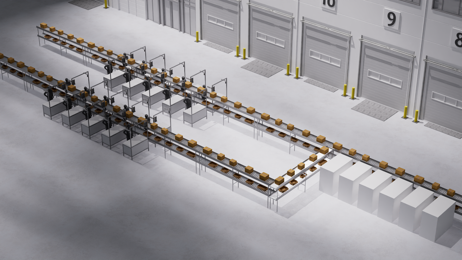 The same floor space with a rigid, multi-stage automated layout