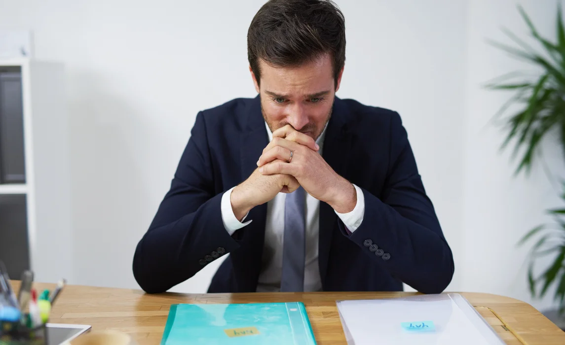 guy nervous in the office