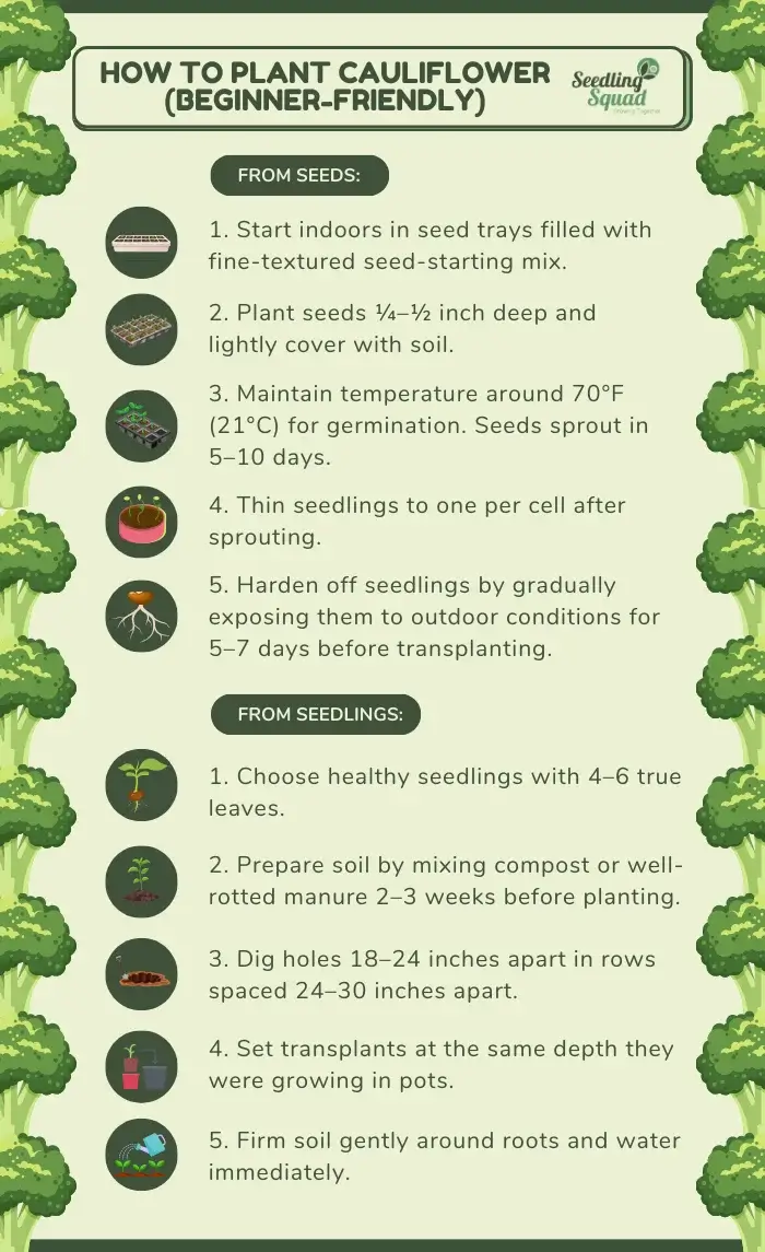 How to Plant Cauliflower (Beginner-Friendly) infographics