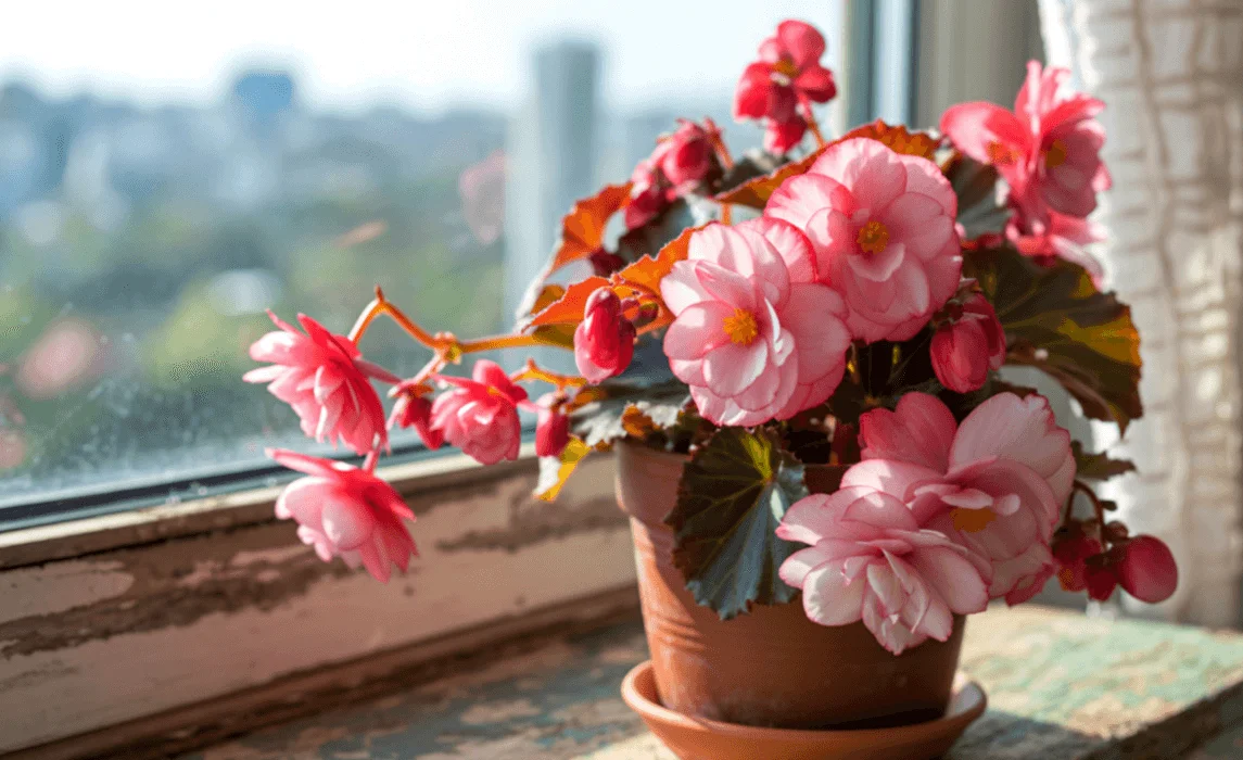 Begonia plant closeup