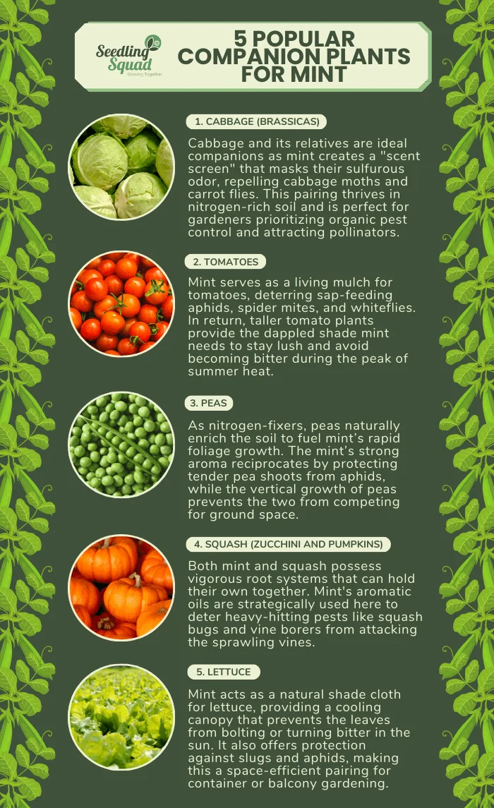 5 Mint Companion Plants infographics