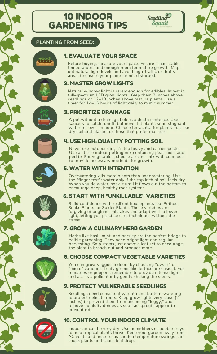 10 Indoor Gardening Tips infographics