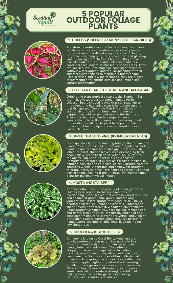 5 popular outdoor foliage plants inforgraphics