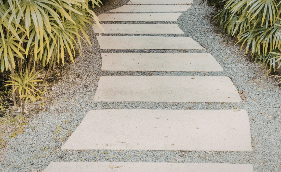 curved pathway in garden