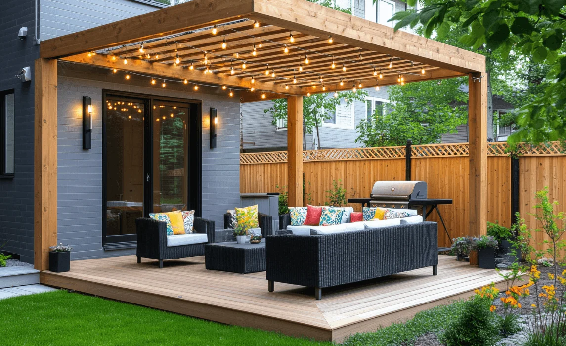 Vertical Garden Idea Near a Pergola or Seating Area