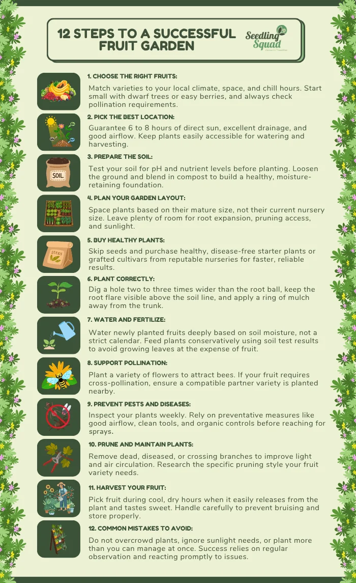 12 Steps to a Successful Fruit Garden infographic