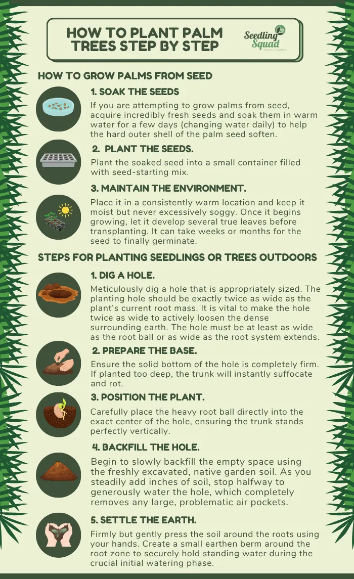 How to Plant Palm Trees Step by Step infographics