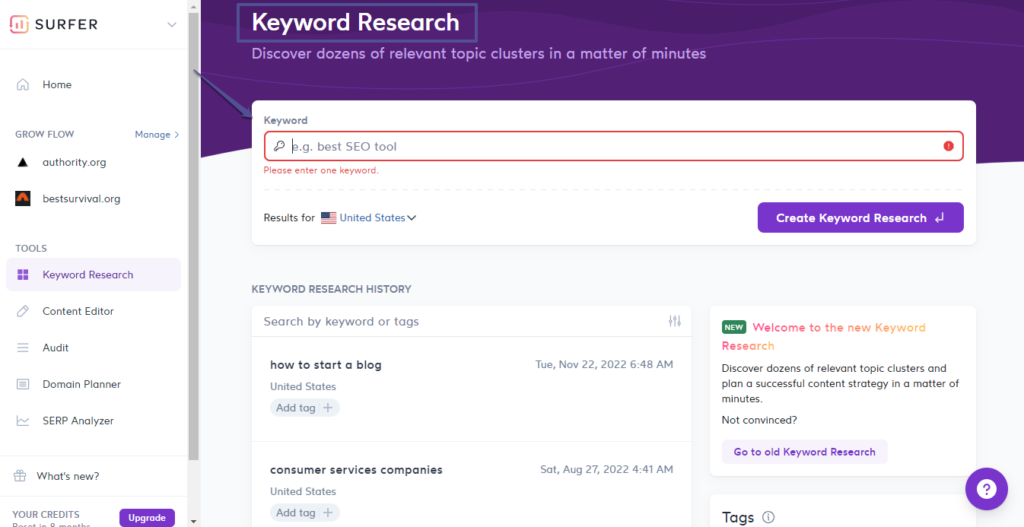 Keyword volume