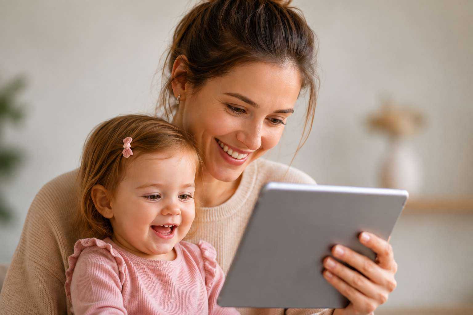 Europäische Frau mit Tocher und Tablet