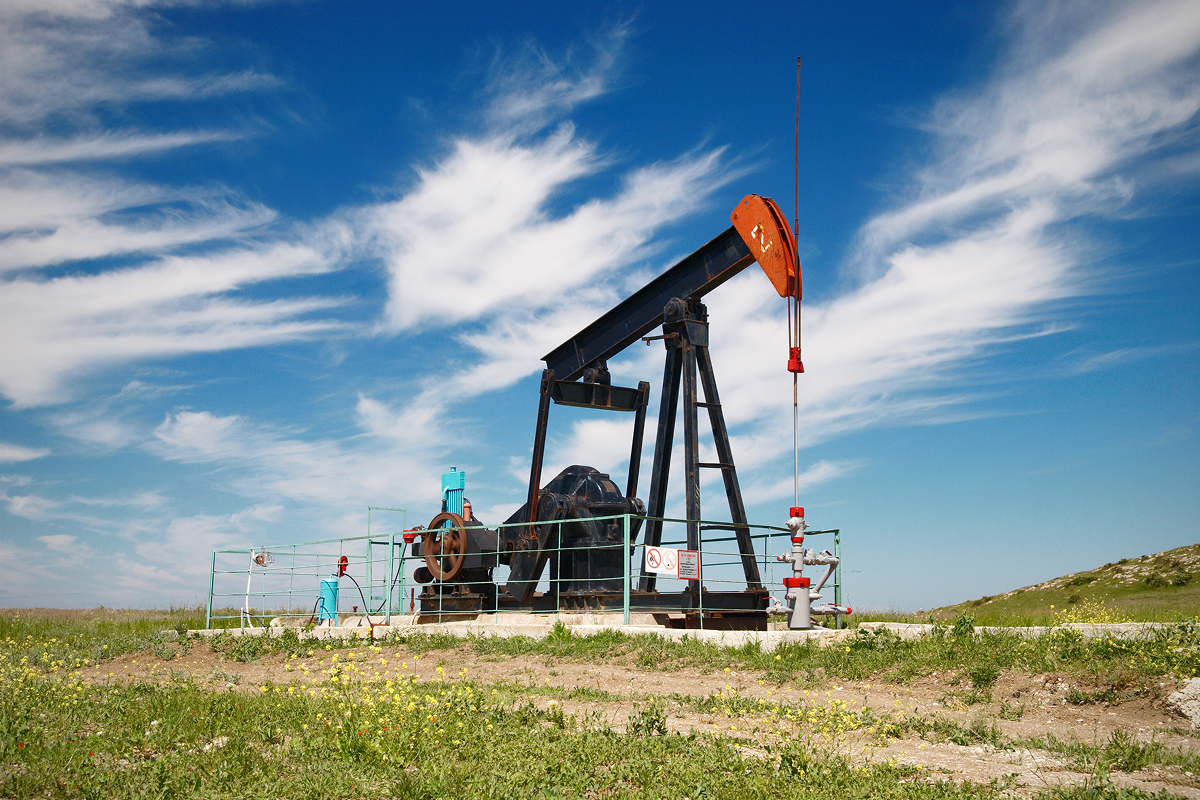 An oil pump on empty land