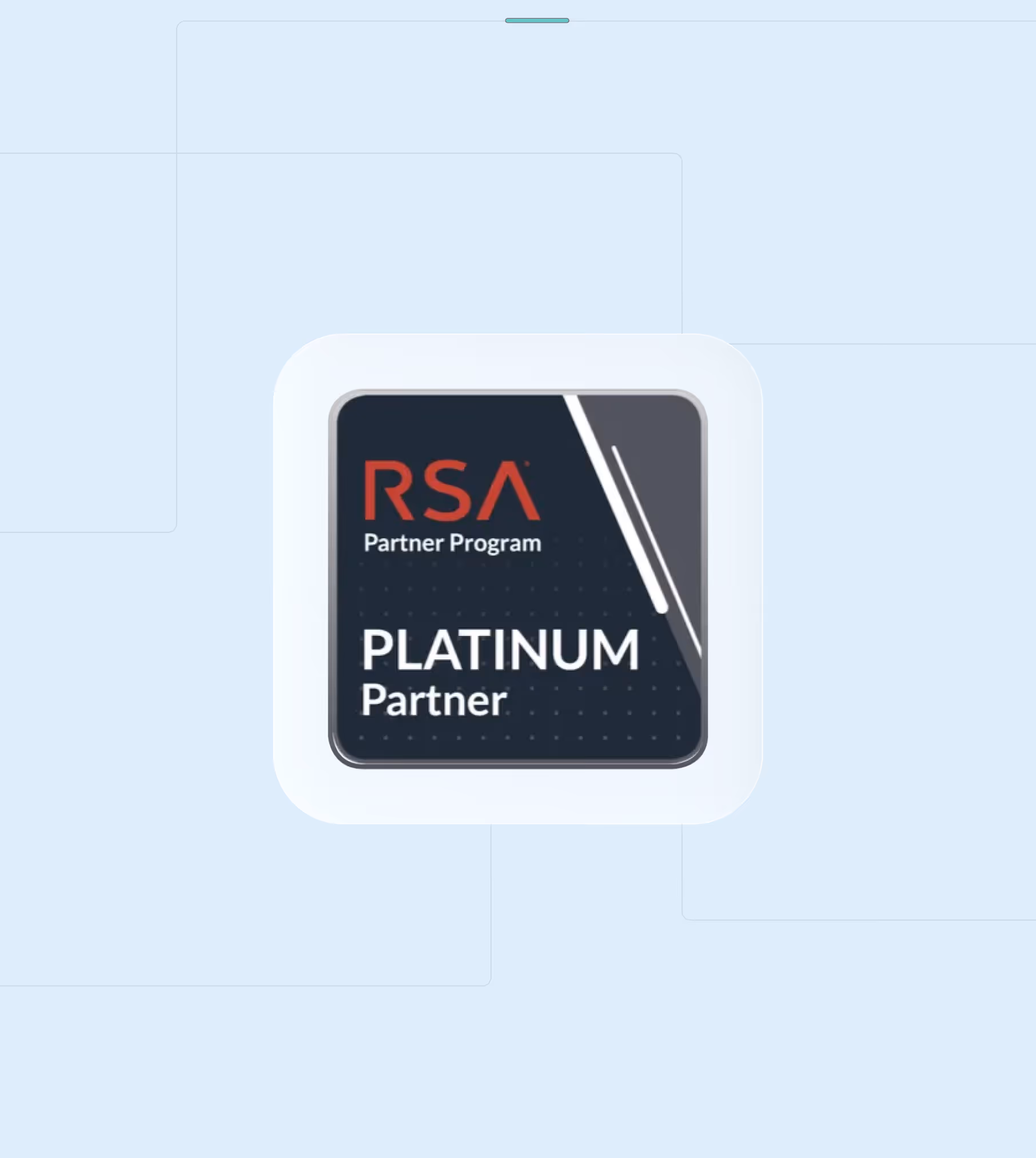 Handen van twee mensen die elkaar vasthouden met een transparant vierkant in het midden met het RSA Partner Program Gold Partner logo.