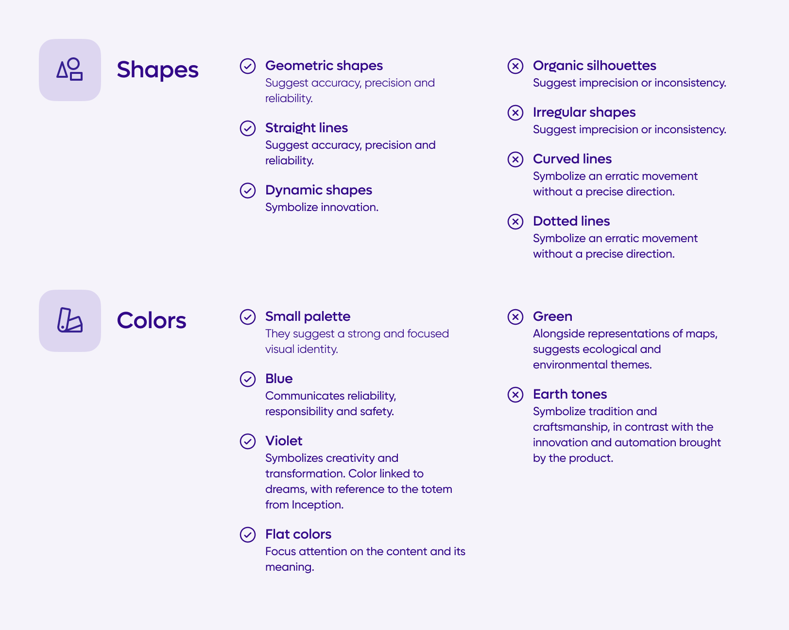 Examples of shapes and colors