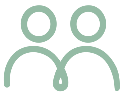 Simple line icon of two people standing side by side.