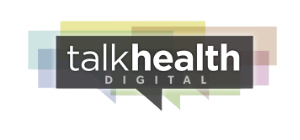 TalkHealth Digital logo with overlapping speech bubbles in pastel colors.