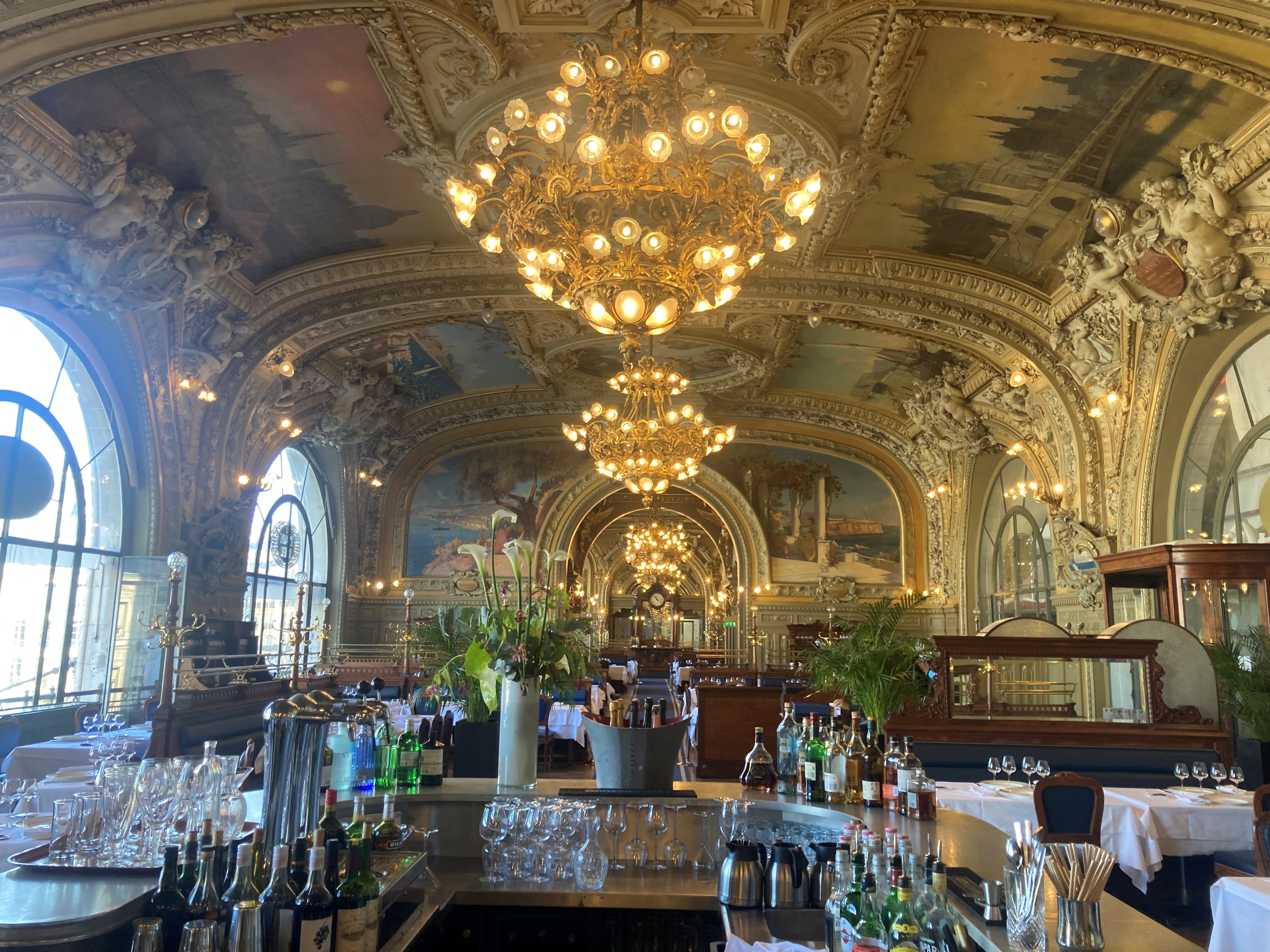 Enjoy lunch in the belle époque dining room of Le Train Bleu