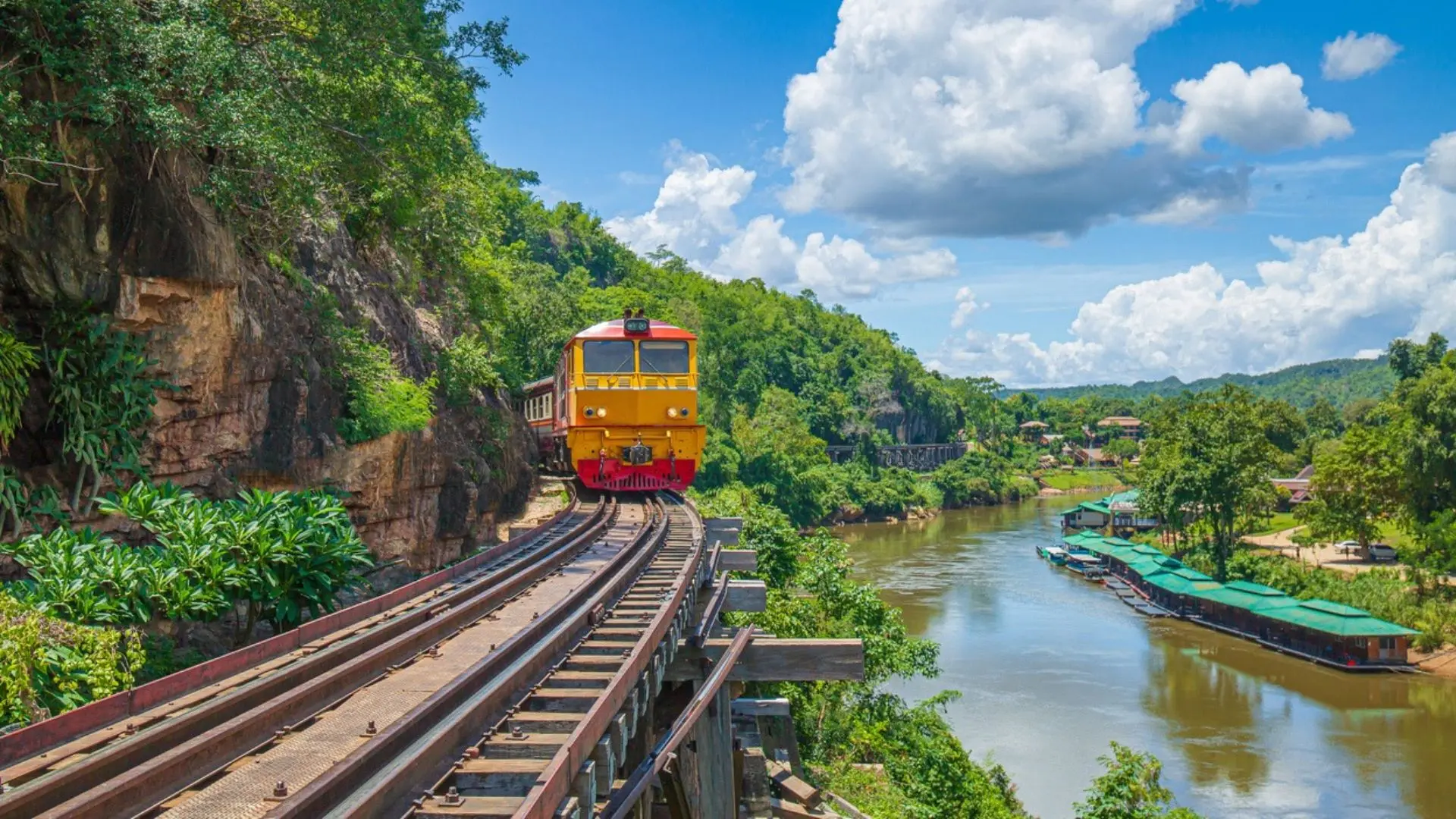 Steam Train travels along Death Railway, Kanchanaburi Province (Pre-tour extension)