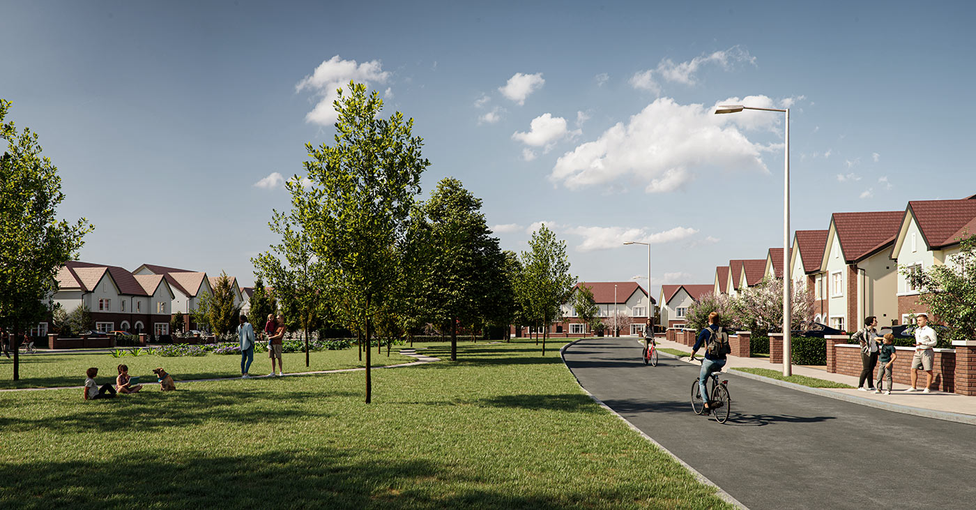 CGI Render of green area within estate