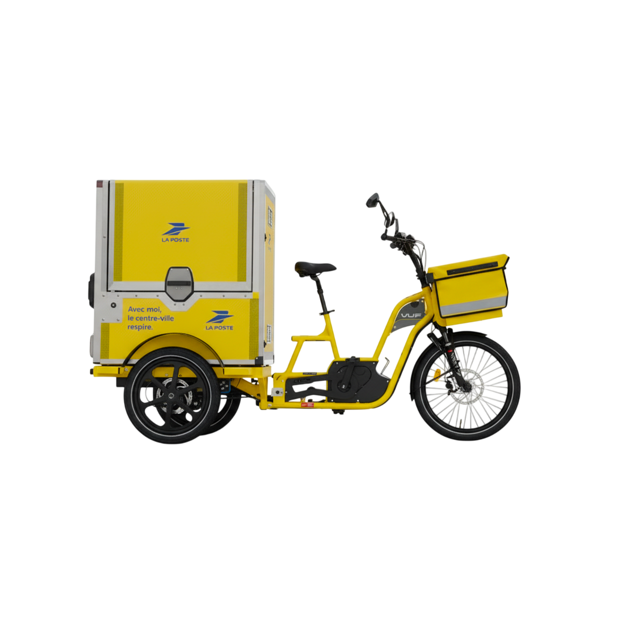 Vélo cargo électrique professionnel pour distribution de courrier – utilisé par La Poste – VUF Bikes
