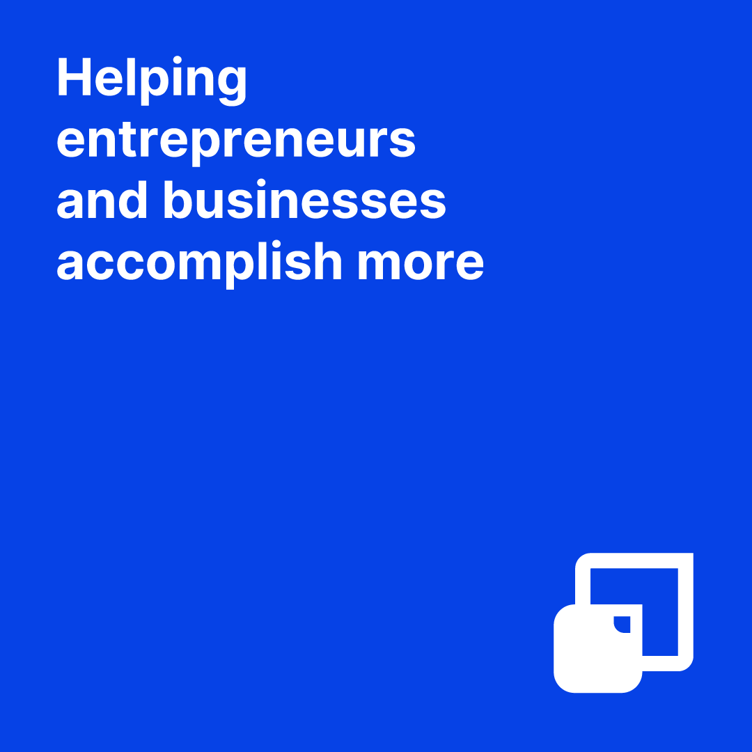 Blue graphic with white text reading, "Helping entrepreneurs and businesses accomplish more," accompanied by Mendonca Consultancy logo.