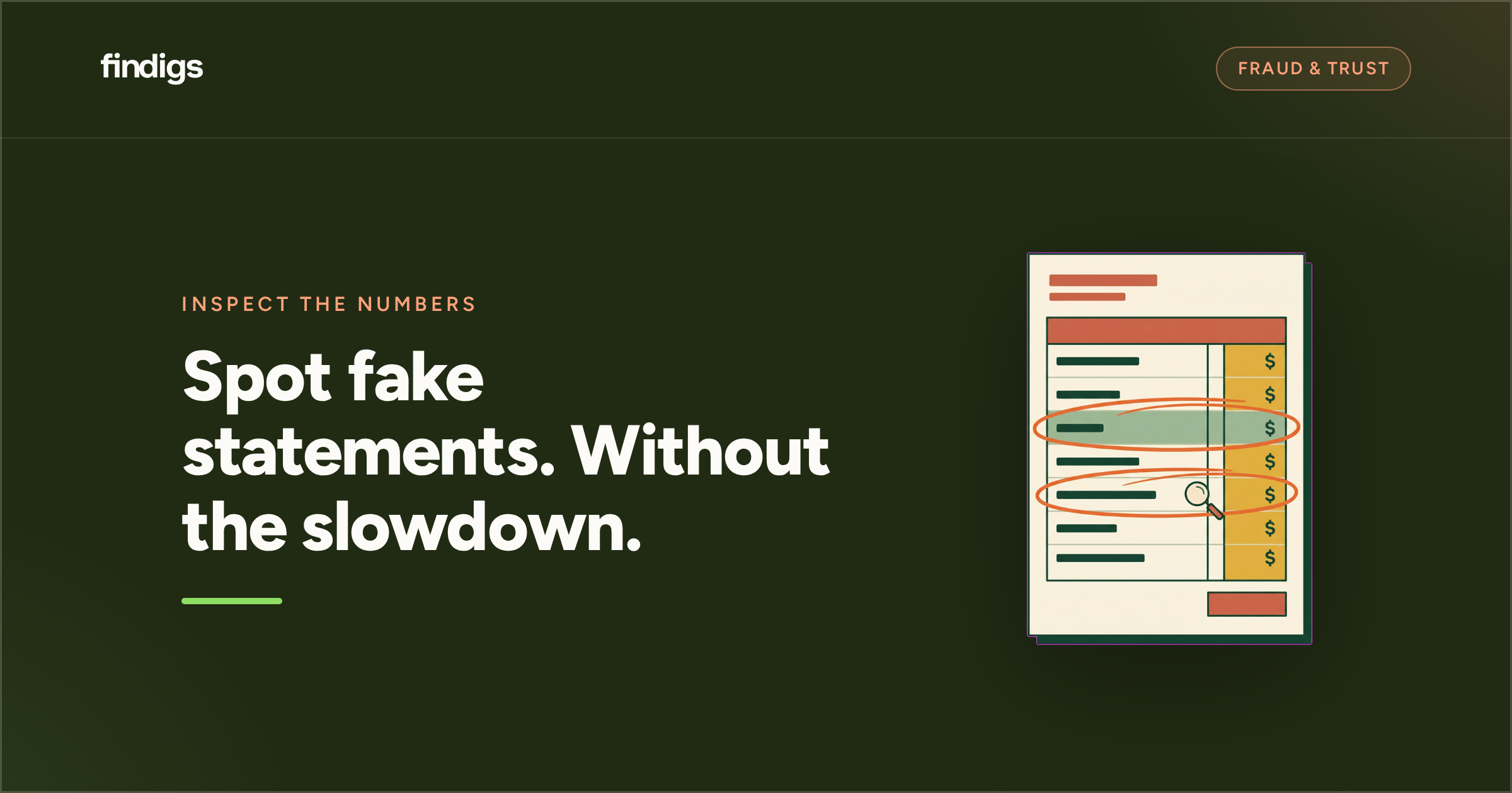 A graphic diagram of a document showing fraud signals