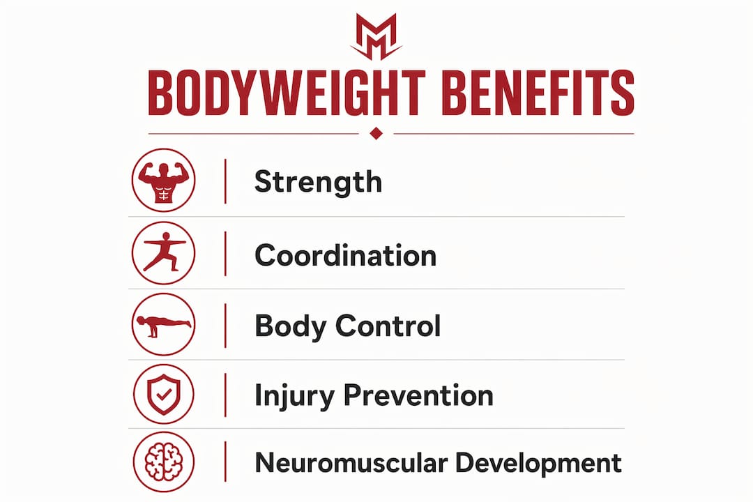 Infographic showing physiological benefits of bodyweight training