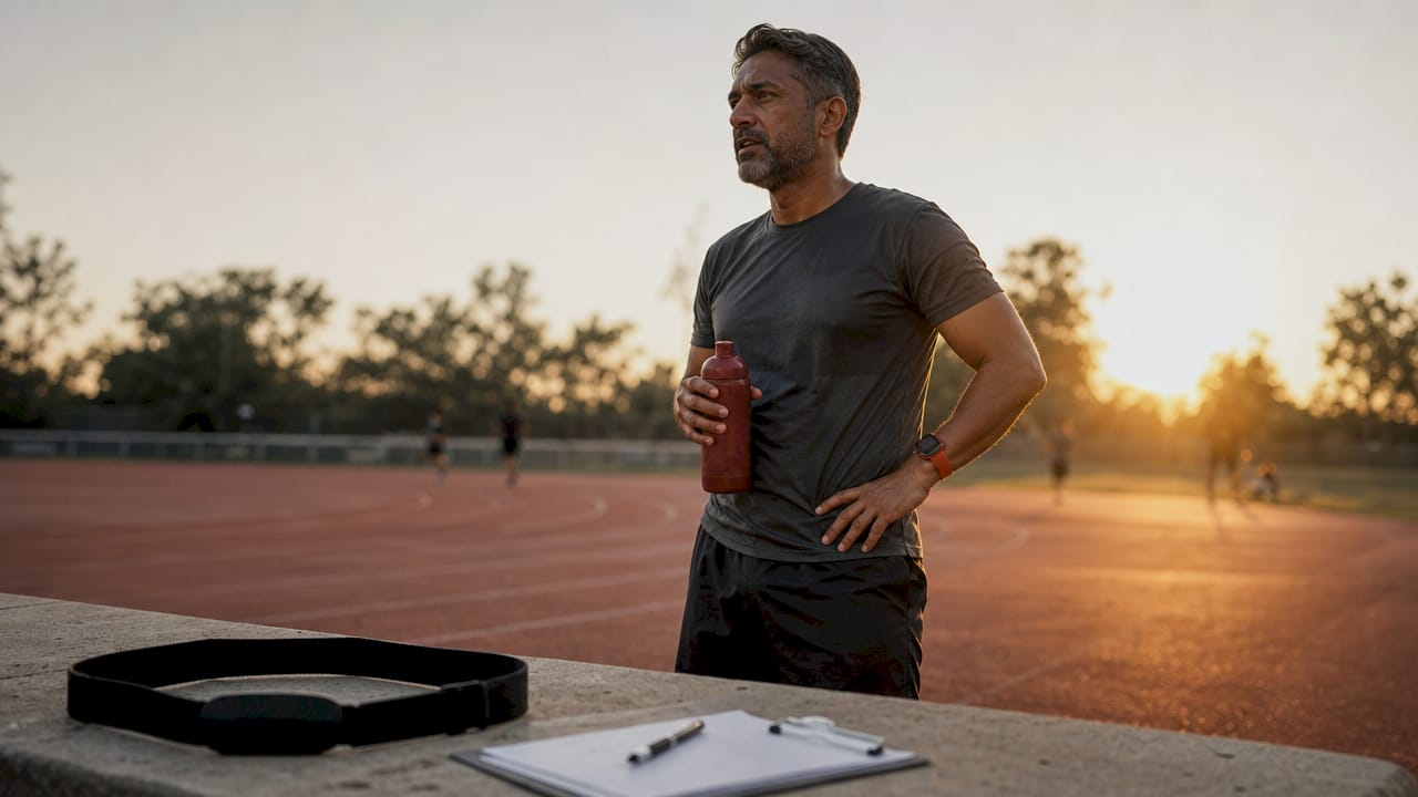 Male athlete rests after cardiovascular endurance test