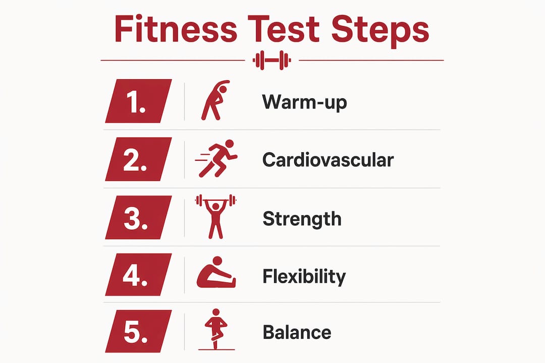 Infographic showing 5 key steps of fitness baseline testing