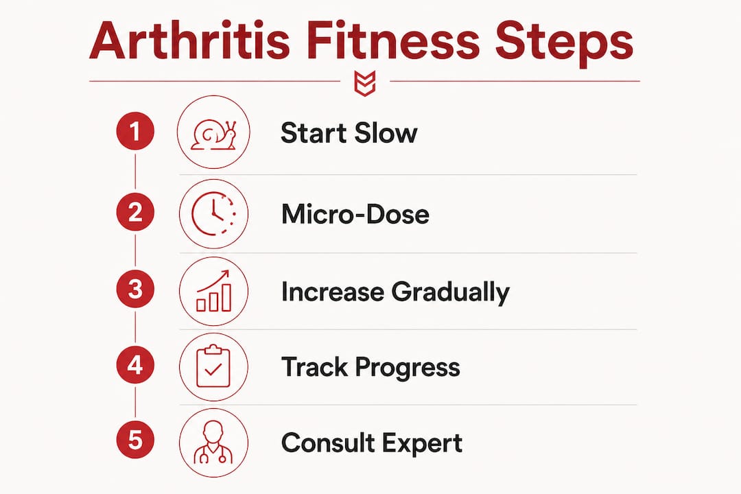 Infographic showing safe arthritis exercise steps