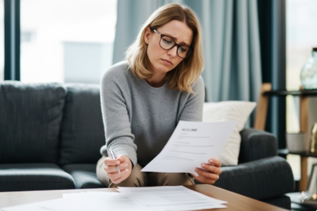 A career coaching client writing notes.