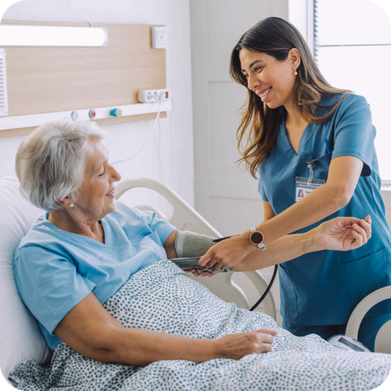 Healthcare professional offering compassionate care at home