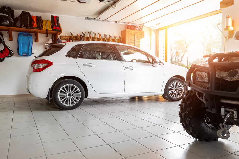 White car parked in family garage