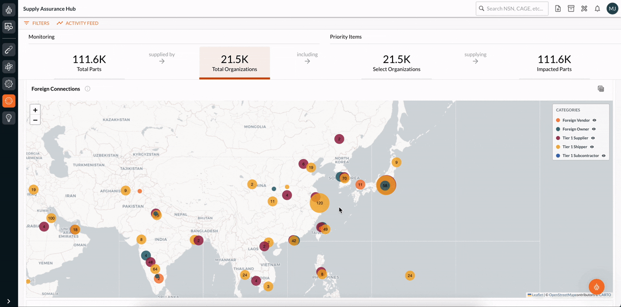 Image of Govini's Ark Supplier Assurance Hub in action