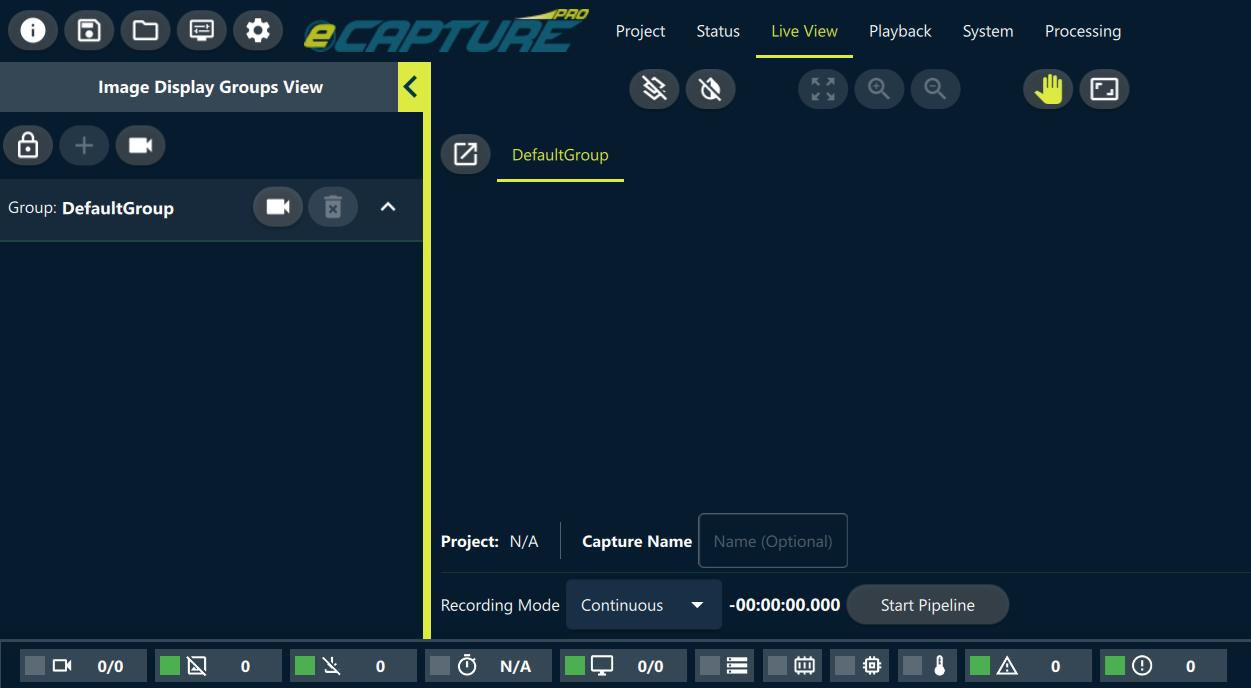 eCapture Pro default screen