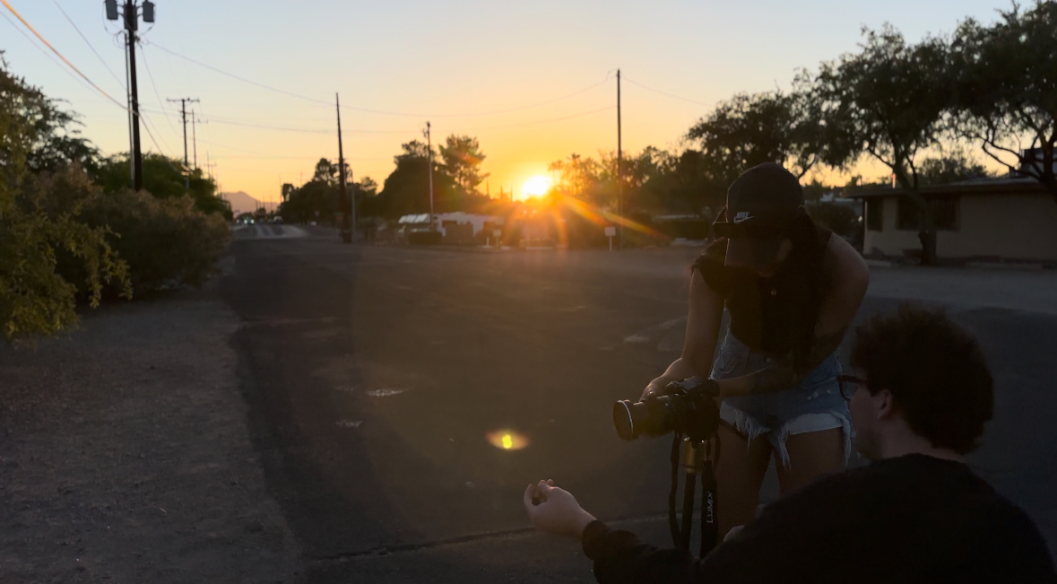 Anna framing a photo shoot