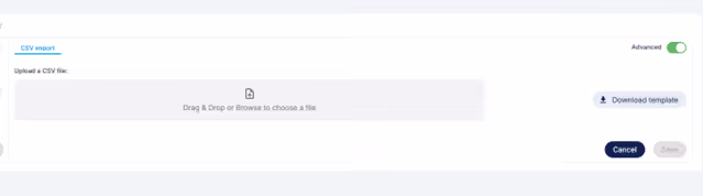 The CSV upload option