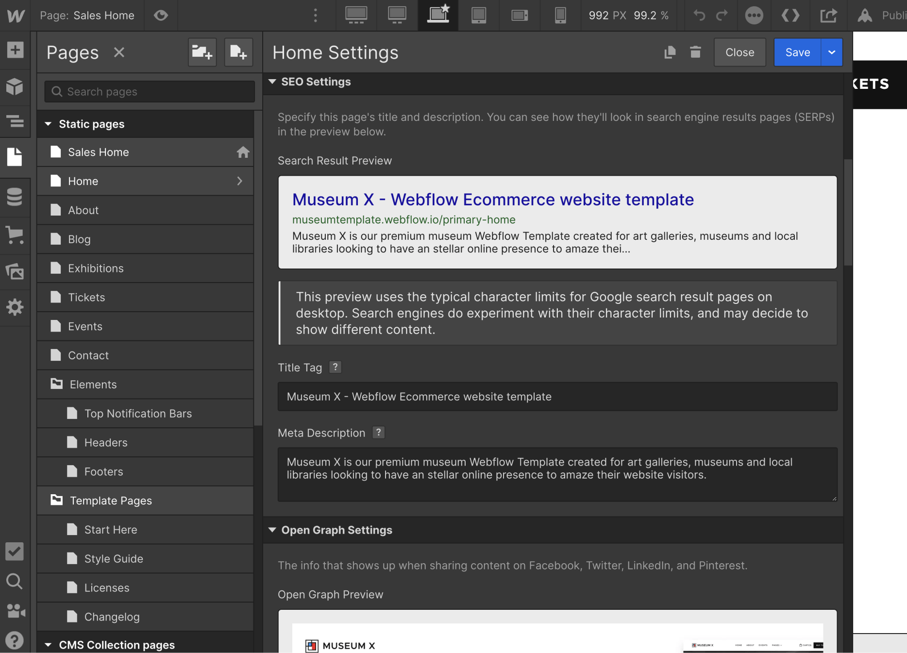 SEO - Museum X Webflow Template