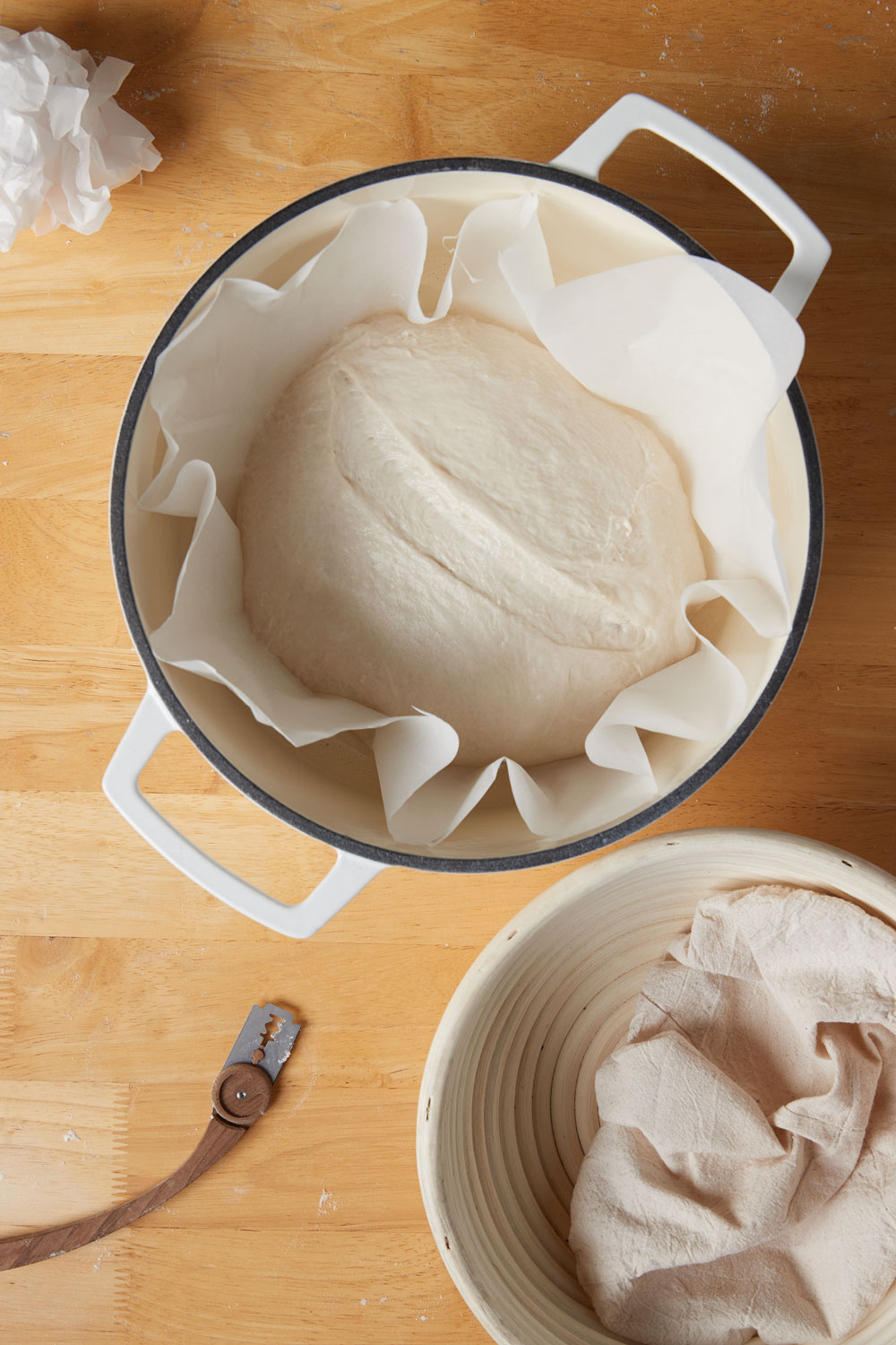 Dough in a container