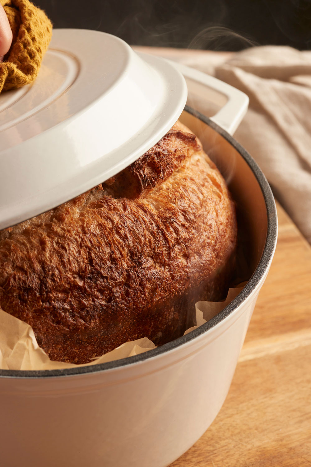 Baked bread in a dutch oven