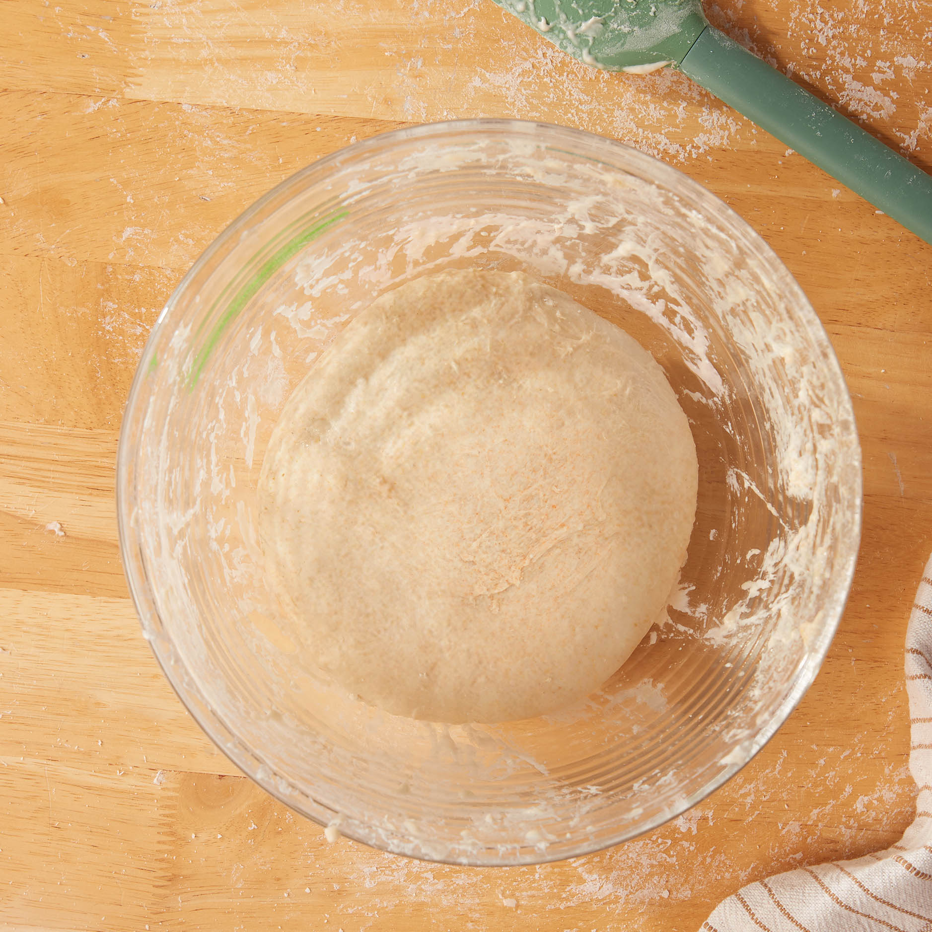 Dough in a rising container
