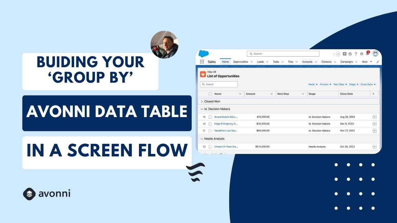 Avonni Data Table Tutorial for Screen Flows: Master Data Grouping with 'Group By'