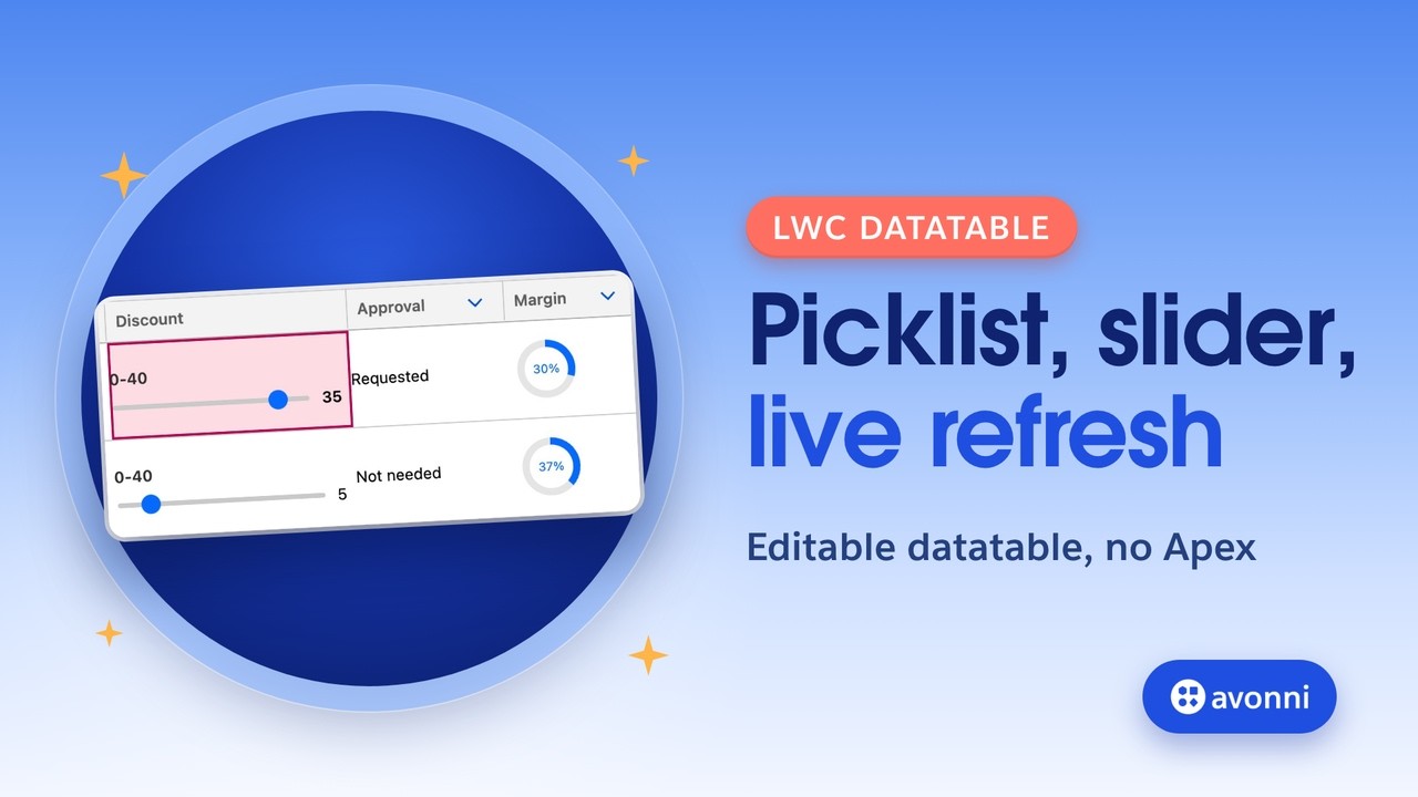LWC Datatable with Inline Editing: Picklist, Slider and Live Refresh (No Apex)