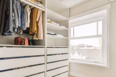 Walk-in closet with a window