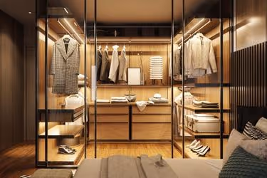 Walk-in closet with LED Light strips