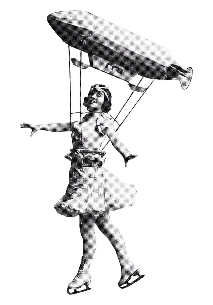 A woman with a blimp.