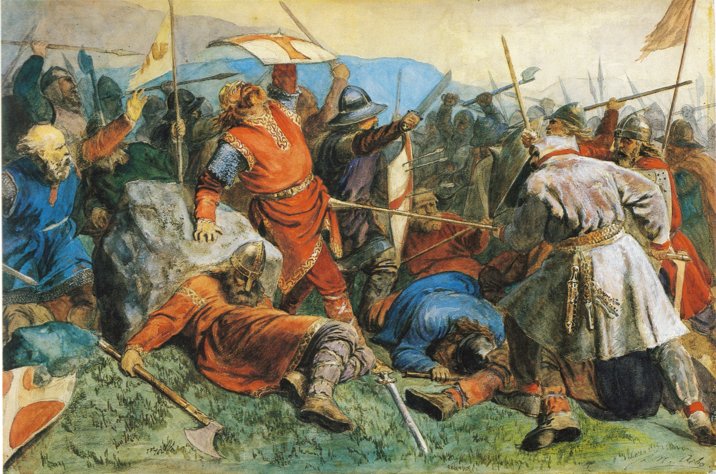 Olav being killed at the battle of Stiklestad