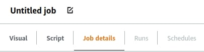 AWS Glue Studio - create job details