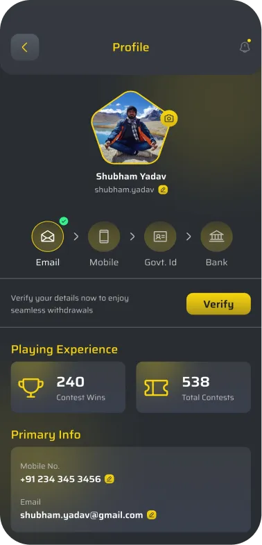 User profile UI