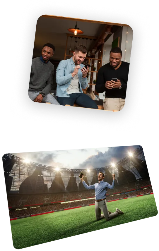 3 guys playing and 1 celebrating